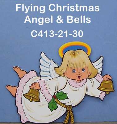 C413Flying Christmas Angel & Bells